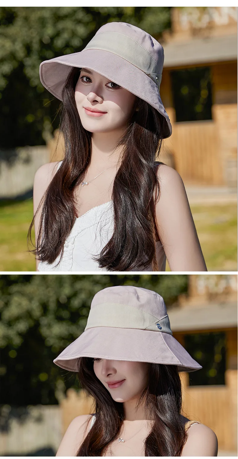 Summer New Style Hat Women's Fashion All-match Fisherman Hat Sunshade Sunscreen Hat Summer Outdoor Anti-ultraviolet Big Hat Brim display picture 7