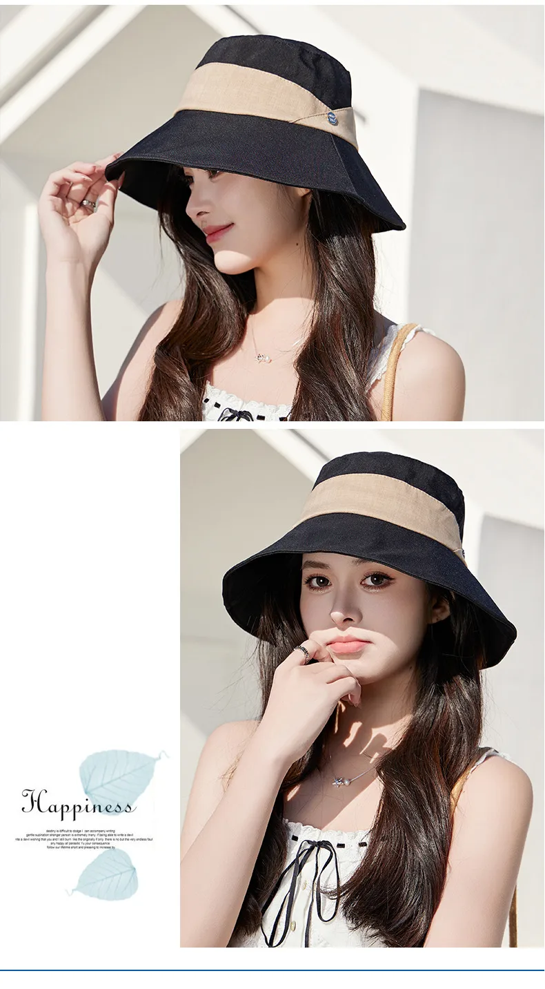 Summer New Style Hat Women's Fashion All-match Fisherman Hat Sunshade Sunscreen Hat Summer Outdoor Anti-ultraviolet Big Hat Brim display picture 9