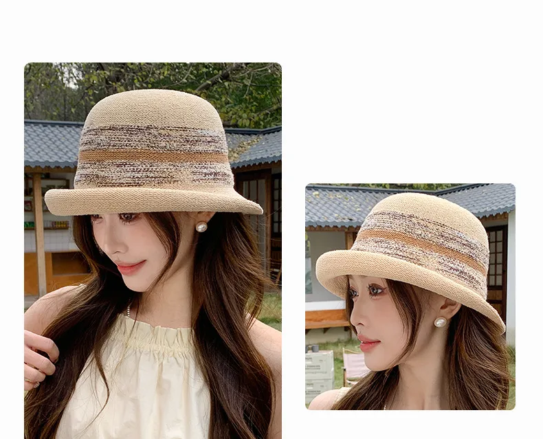 Summer New Style Hat Women's Elegant Elegant Curl-edge Fisherman Hat Women's French Elegant Elegant Elegant Face-making Small Basin Hat display picture 1