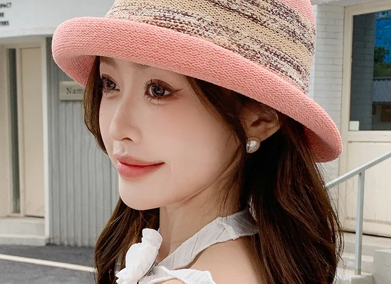 Summer New Style Hat Women's Elegant Elegant Curl-edge Fisherman Hat Women's French Elegant Elegant Elegant Face-making Small Basin Hat display picture 2