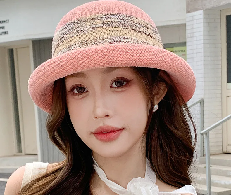 Summer New Style Hat Women's Elegant Elegant Curl-edge Fisherman Hat Women's French Elegant Elegant Elegant Face-making Small Basin Hat display picture 3