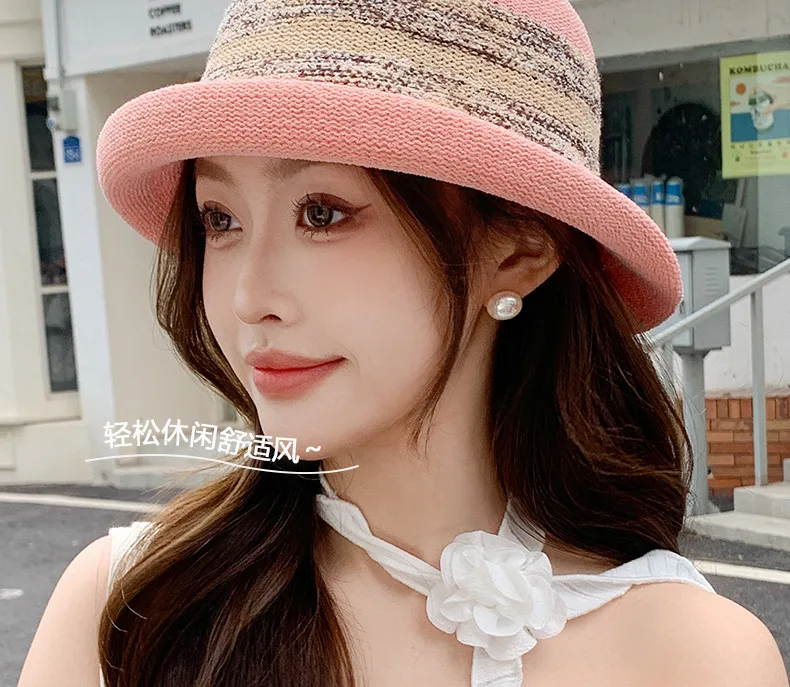 Summer New Style Hat Women's Elegant Elegant Curl-edge Fisherman Hat Women's French Elegant Elegant Elegant Face-making Small Basin Hat display picture 4
