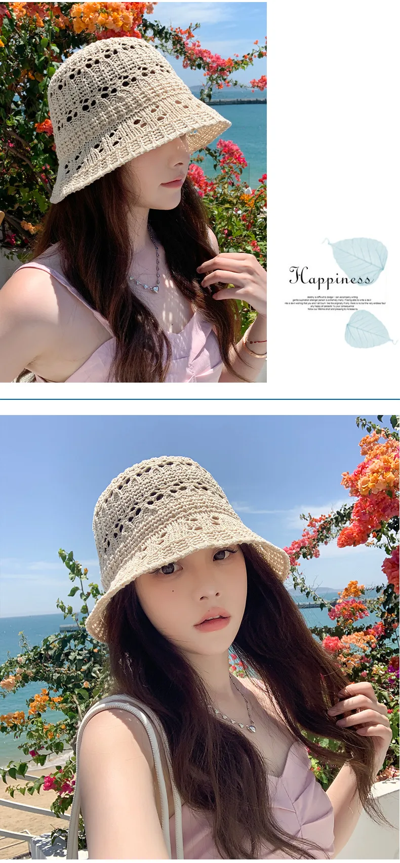 Net Red Knitted Hollow New Fisherman Hat Summer Sunscreen Cap Children's Outdoor Portable Foldable Sun Hat Wholesale display picture 5