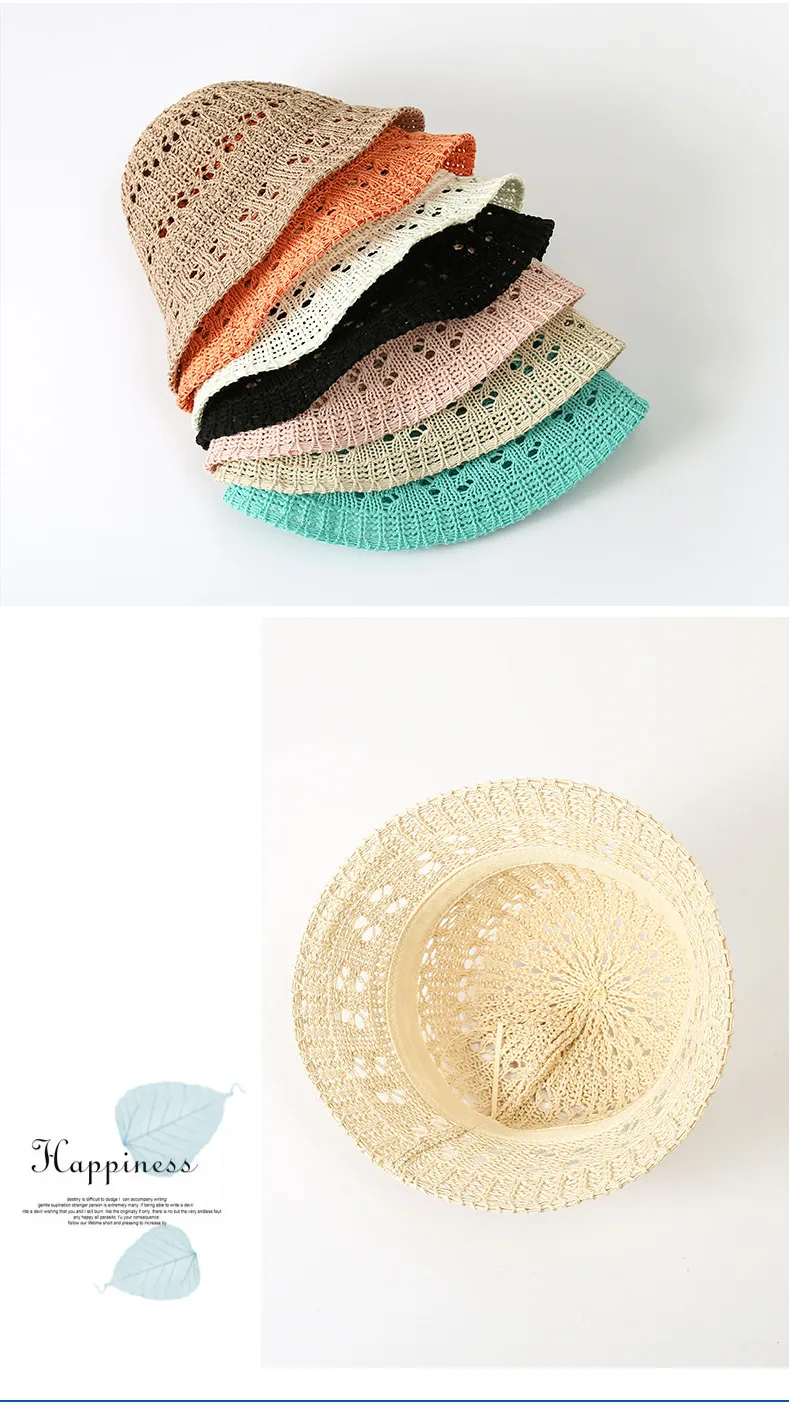 Net Red Knitted Hollow New Fisherman Hat Summer Sunscreen Cap Children's Outdoor Portable Foldable Sun Hat Wholesale display picture 6