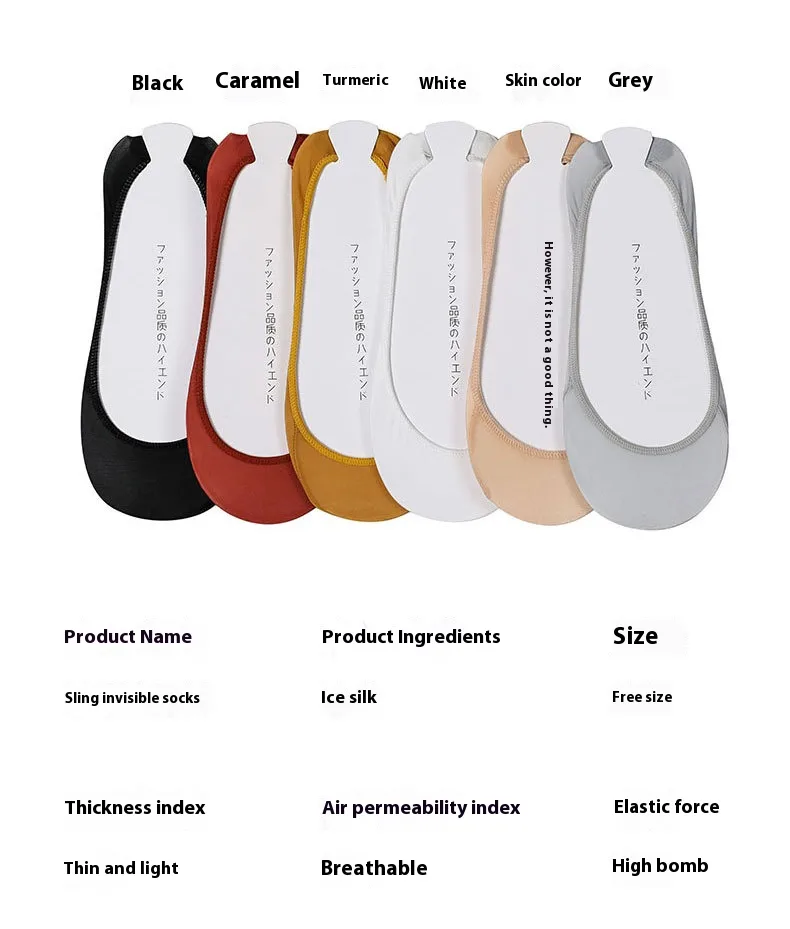 Ice Silk Sponge Pad Half Palm Socks Ice Silk Invisible Socks Women's Hollow Ultra Shallow Mouth Do Not Fall With Women's Boat Socks Factory In Stock display picture 1