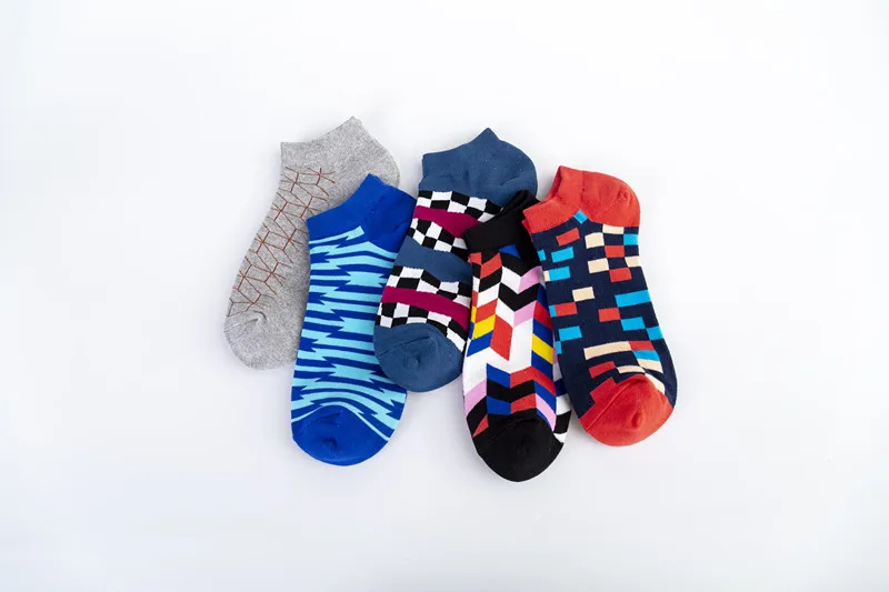 Spring And Summer New Men's Socks Trend New Geometric Series Men's  Version Of The Boat Socks Men's Socks Casual Socks Wholesale display picture 3