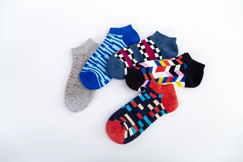 Spring And Summer New Men's Socks Trend New Geometric Series Men's  Version Of The Boat Socks Men's Socks Casual Socks Wholesale display picture 4
