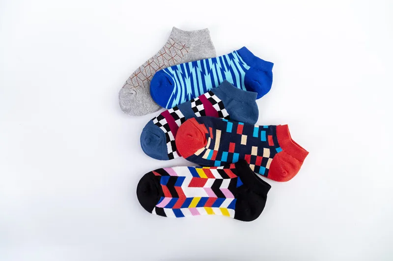 Spring And Summer New Men's Socks Trend New Geometric Series Men's  Version Of The Boat Socks Men's Socks Casual Socks Wholesale display picture 6