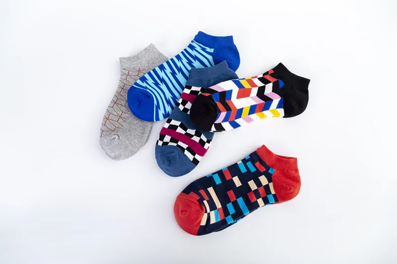 Spring And Summer New Men's Socks Trend New Geometric Series Men's  Version Of The Boat Socks Men's Socks Casual Socks Wholesale display picture 7