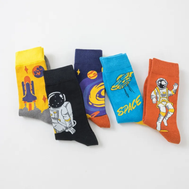 New In Stock Fashion Fashion Socks Socks Wholesale Casual Men's Cotton Socks Astronaut Series Tube Socks Without Clip display picture 3