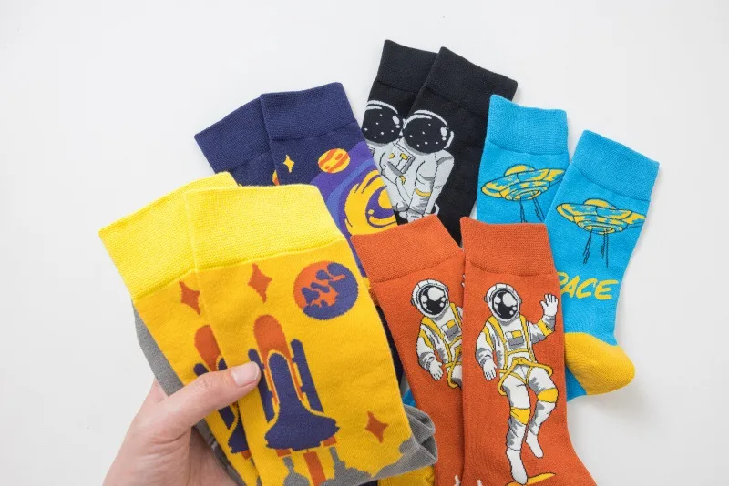 New In Stock Fashion Fashion Socks Socks Wholesale Casual Men's Cotton Socks Astronaut Series Tube Socks Without Clip display picture 4