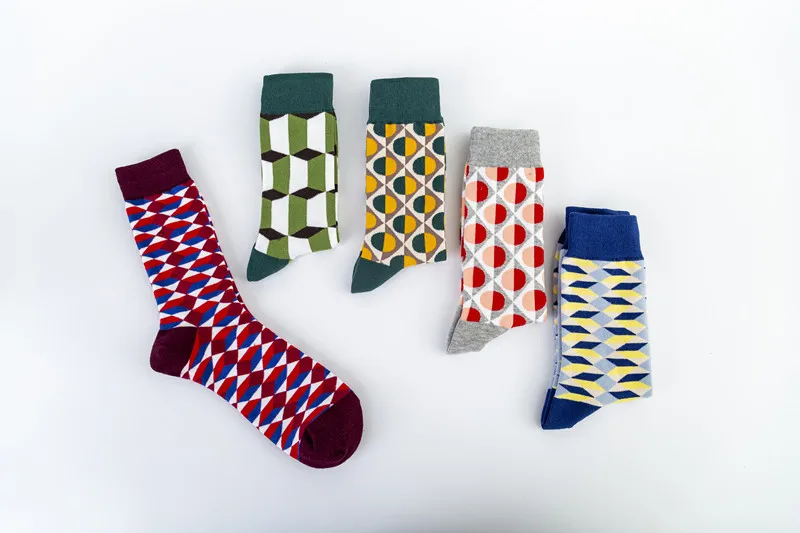 Spot  New British Style Gentleman Tide Socks Casual Happy Socks Wholesale Geometric Pattern display picture 1