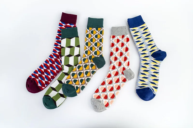 Spot  New British Style Gentleman Tide Socks Casual Happy Socks Wholesale Geometric Pattern display picture 2