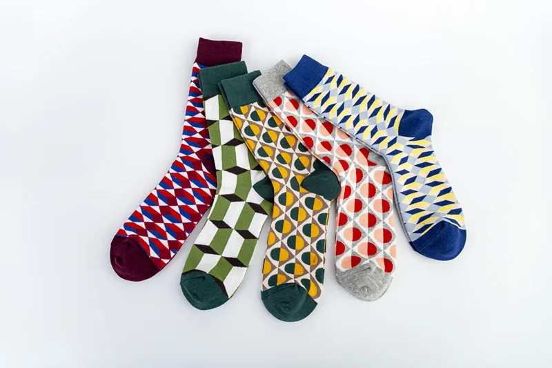 Spot  New British Style Gentleman Tide Socks Casual Happy Socks Wholesale Geometric Pattern display picture 3