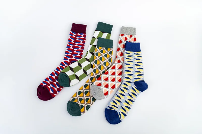 Spot  New British Style Gentleman Tide Socks Casual Happy Socks Wholesale Geometric Pattern display picture 4