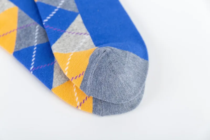 Spring And Summer New Men's Socks Trend Color Large Rhombus Series Men's  Version Of The Boat Socks Men's Socks Casual Socks Wholesale display picture 7