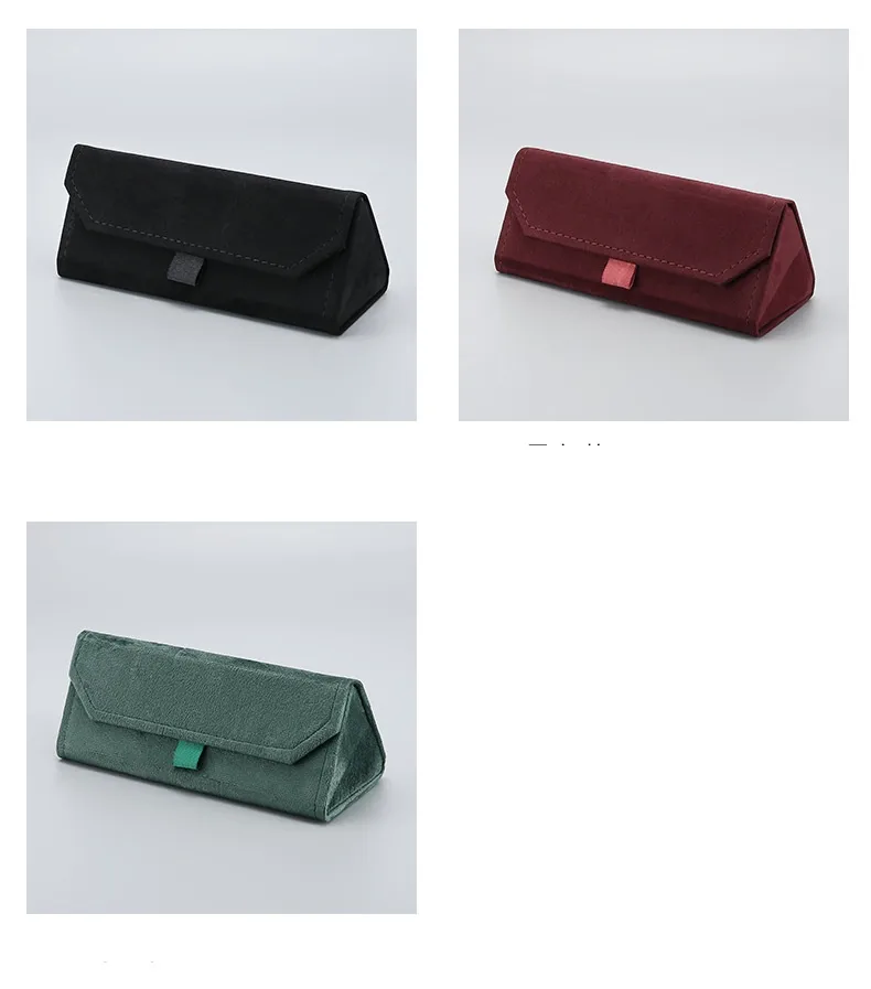 New Plush Box Triangle Folding Box Compression Resistant Full Frame Glasses Case Glasses Bag Printable Logo display picture 2
