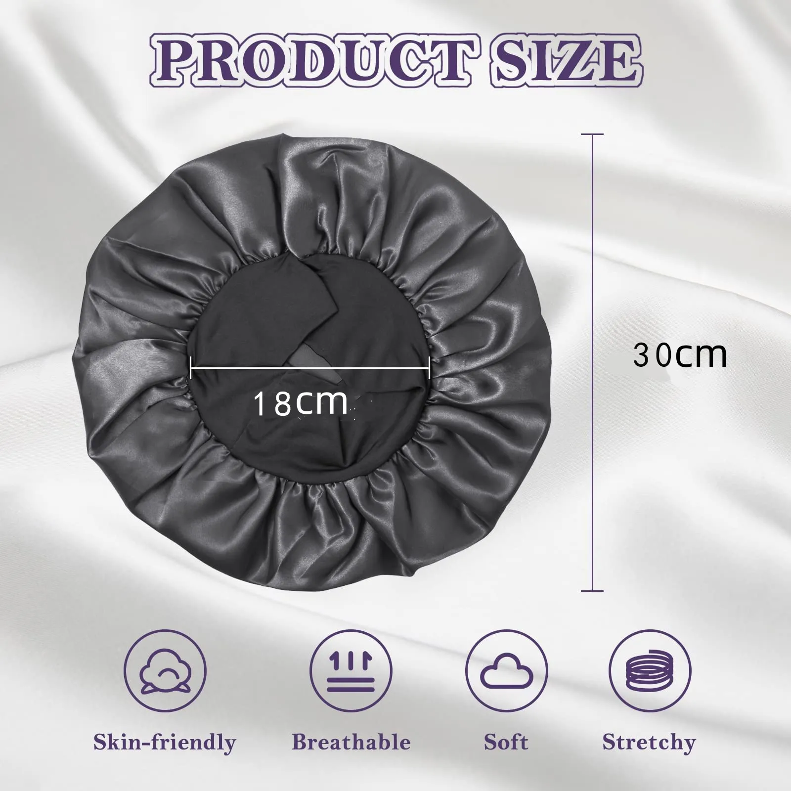 Wide-brimmed High Stretch Color Ding Nightcap Women's Beauty Salon Hair Care Hat Moon Chemotherapy Hat display picture 7