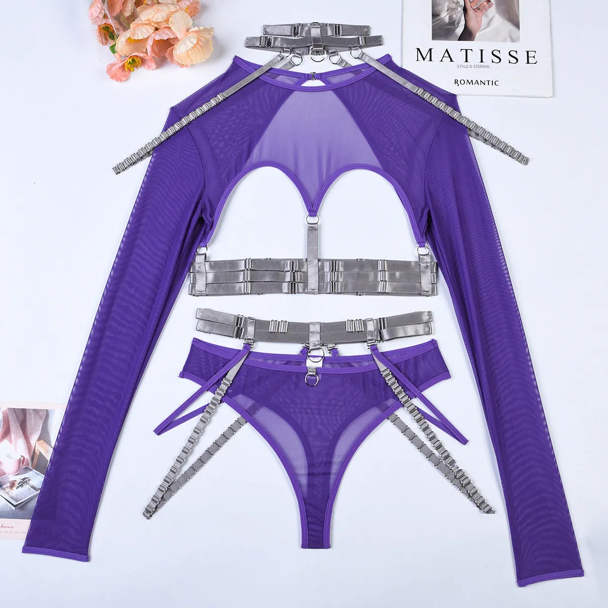Sexy Three-Piece  Explosions Complex Belt Neck Waist Seal Nightclub Sexy Underwear 3243 display picture 44