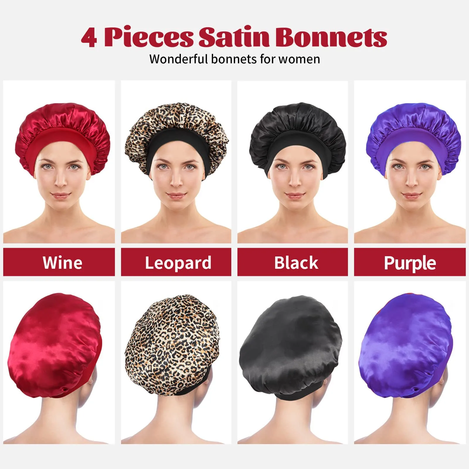 Wide-brimmed High Stretch Color Ding Nightcap Women's Beauty Salon Hair Care Hat Moon Chemotherapy Hat display picture 2