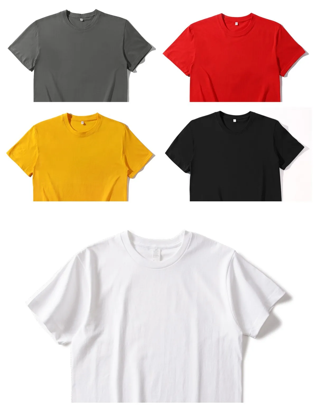 Heavy Cotton Round Neck Short-sleeved T-shirt Women's Pure White Casual Base Shirt Men's And Women's Printed Light Plate Top Basic display picture 1