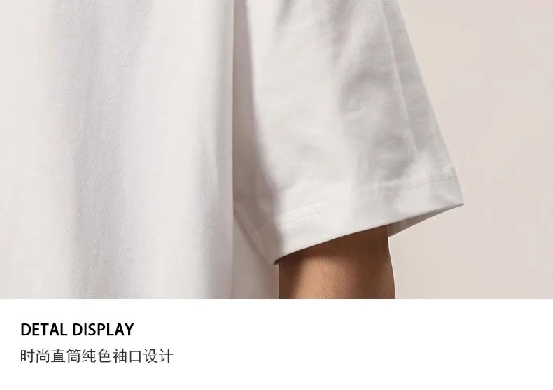 Heavy Cotton Round Neck Short-sleeved T-shirt Women's Pure White Casual Base Shirt Men's And Women's Printed Light Plate Top Basic display picture 10