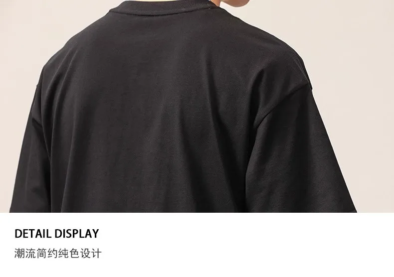 Heavy Cotton Round Neck Short-sleeved T-shirt Women's Pure White Casual Base Shirt Men's And Women's Printed Light Plate Top Basic display picture 14
