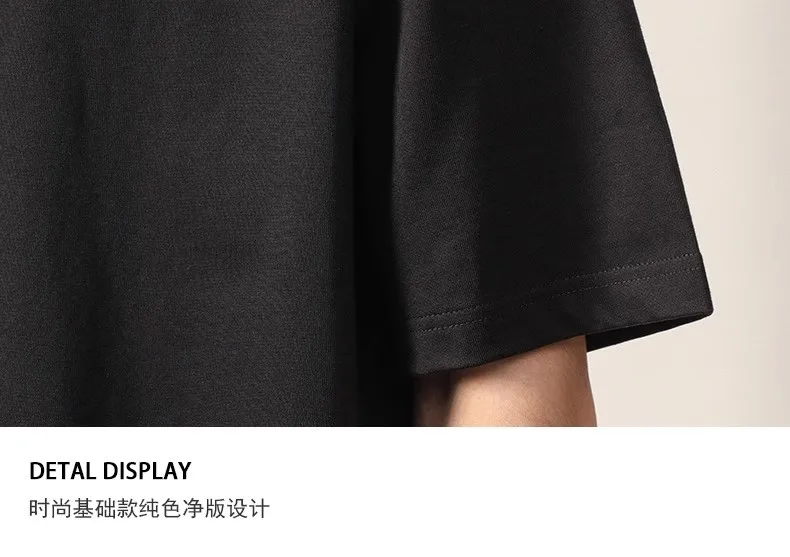 Heavy Cotton Round Neck Short-sleeved T-shirt Women's Pure White Casual Base Shirt Men's And Women's Printed Light Plate Top Basic display picture 15