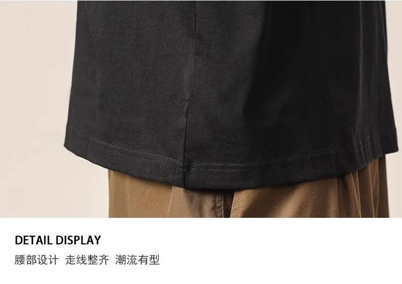 Heavy Cotton Round Neck Short-sleeved T-shirt Women's Pure White Casual Base Shirt Men's And Women's Printed Light Plate Top Basic display picture 16