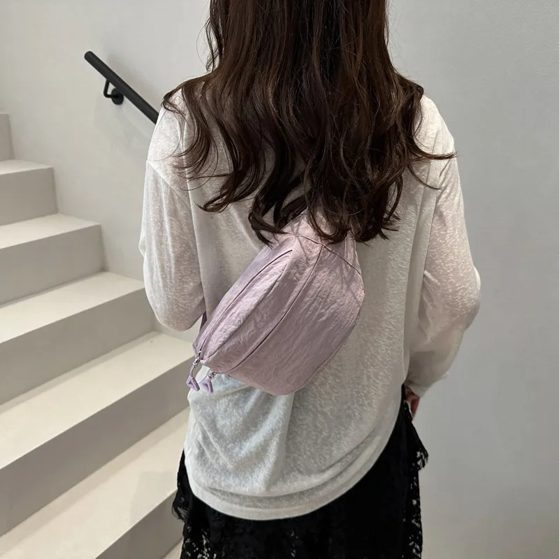 Chest Bag Women's New Sports And Leisure Solid Color Lightweight Shoulder Bag Large Capacity Versatile Crossbody Bag Portable Waist Bag Women's Bag display picture 6