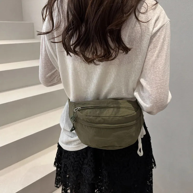 Chest Bag Women's New Sports And Leisure Solid Color Lightweight Shoulder Bag Large Capacity Versatile Crossbody Bag Portable Waist Bag Women's Bag display picture 8