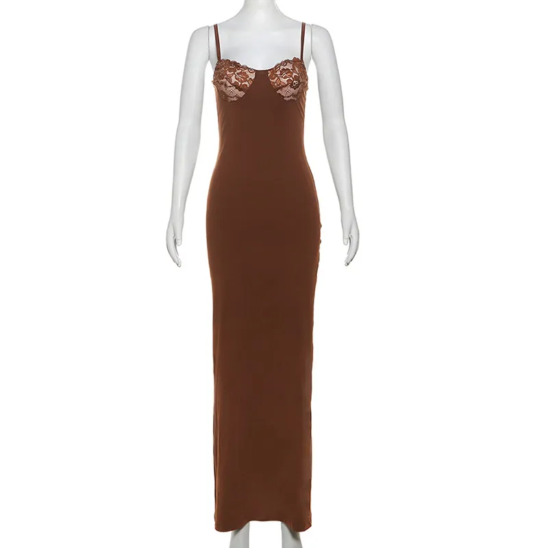 Women's Clothing  Spring And Summer New French Elegant Lace Stitching Strap Dress Sexy Slim Fit Dress Women display picture 22