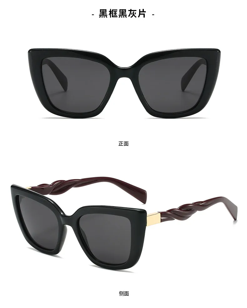 Foreign Trade New Personalized PC Frame Sunglasses Anti-ultraviolet Trend Street Photoshoot Cat's Eye Big Frame Hip Hop Sunglasses Men's 8912 display picture 3