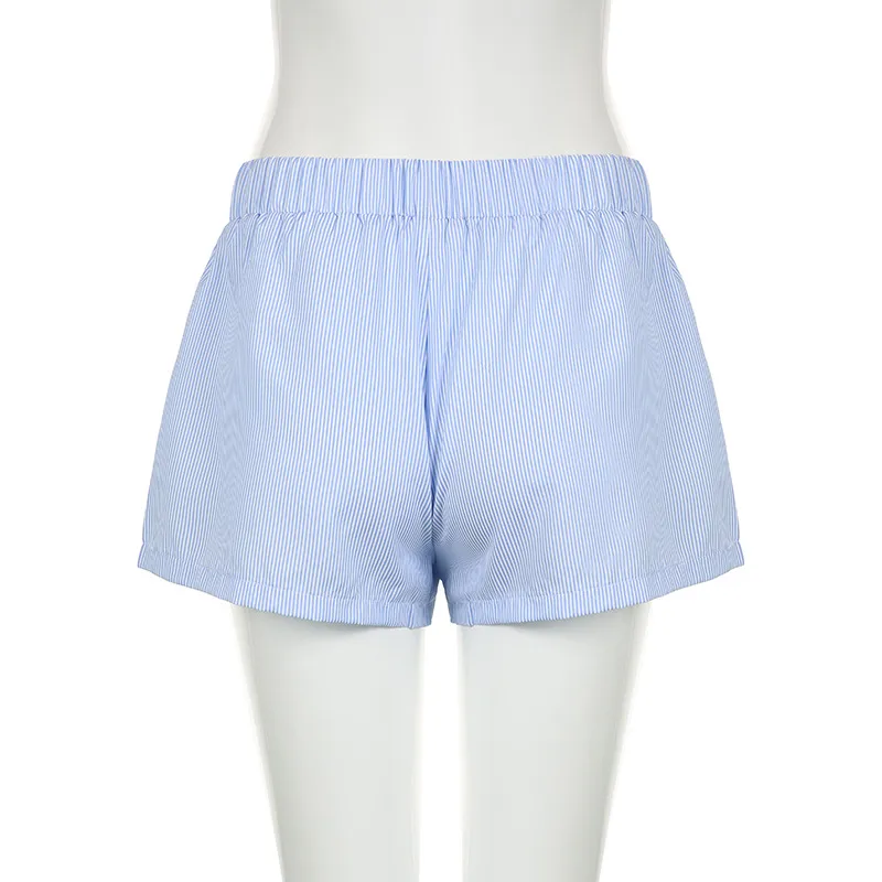 Women's Summer Striped Woven Elasto High Waist Button Loose Casual Comfortable Basic Shorts display picture 13