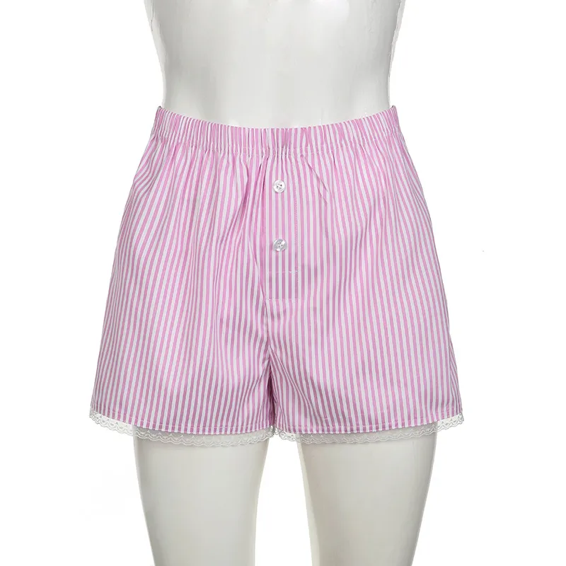 Women's Summer Striped Woven Elasto High Waist Button Loose Casual Comfortable Basic Shorts display picture 37