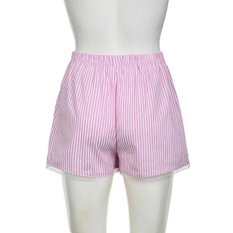 Women's Summer Striped Woven Elasto High Waist Button Loose Casual Comfortable Basic Shorts display picture 38