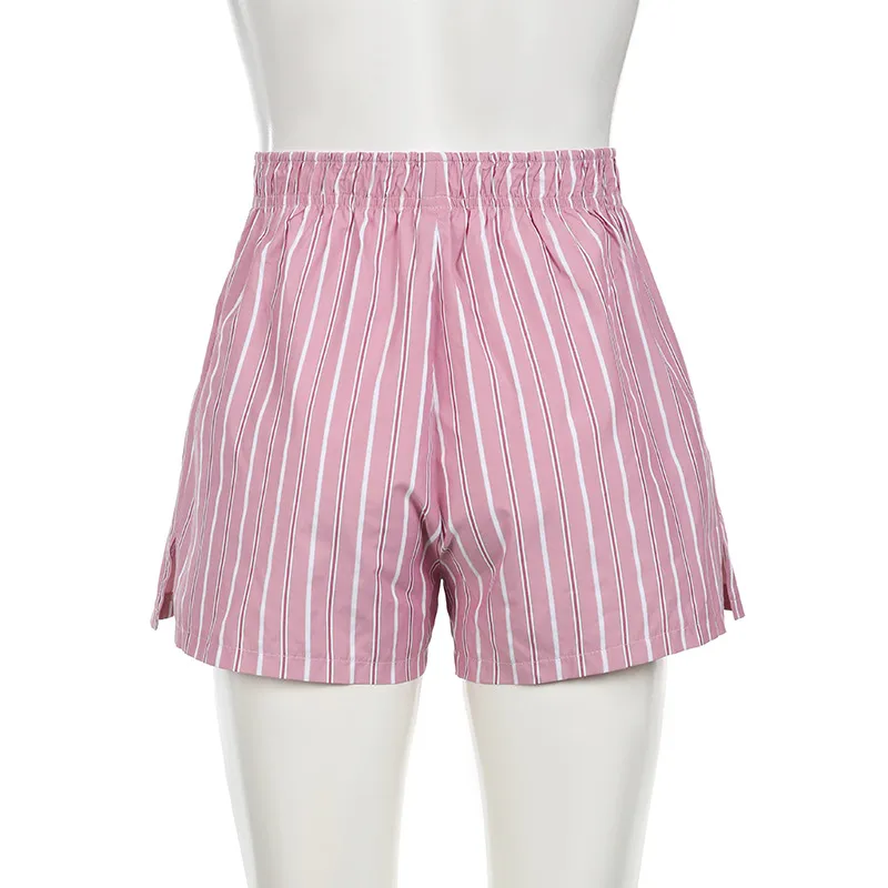 Women's Summer Striped Woven Elasto High Waist Button Loose Casual Comfortable Basic Shorts display picture 54