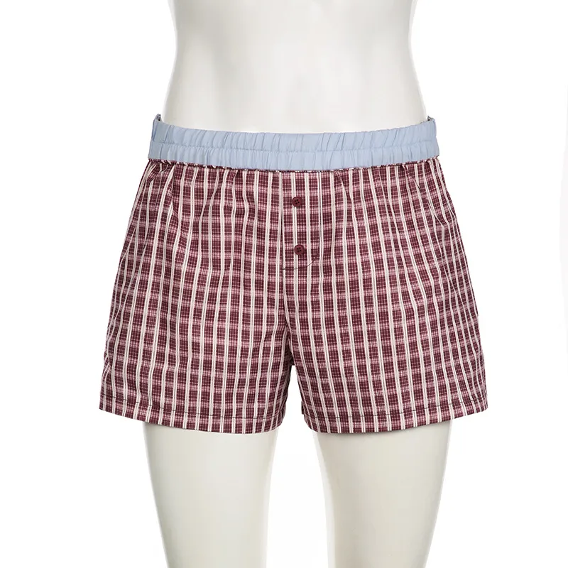 Women's Summer Striped Woven Elasto High Waist Button Loose Casual Comfortable Basic Shorts display picture 82