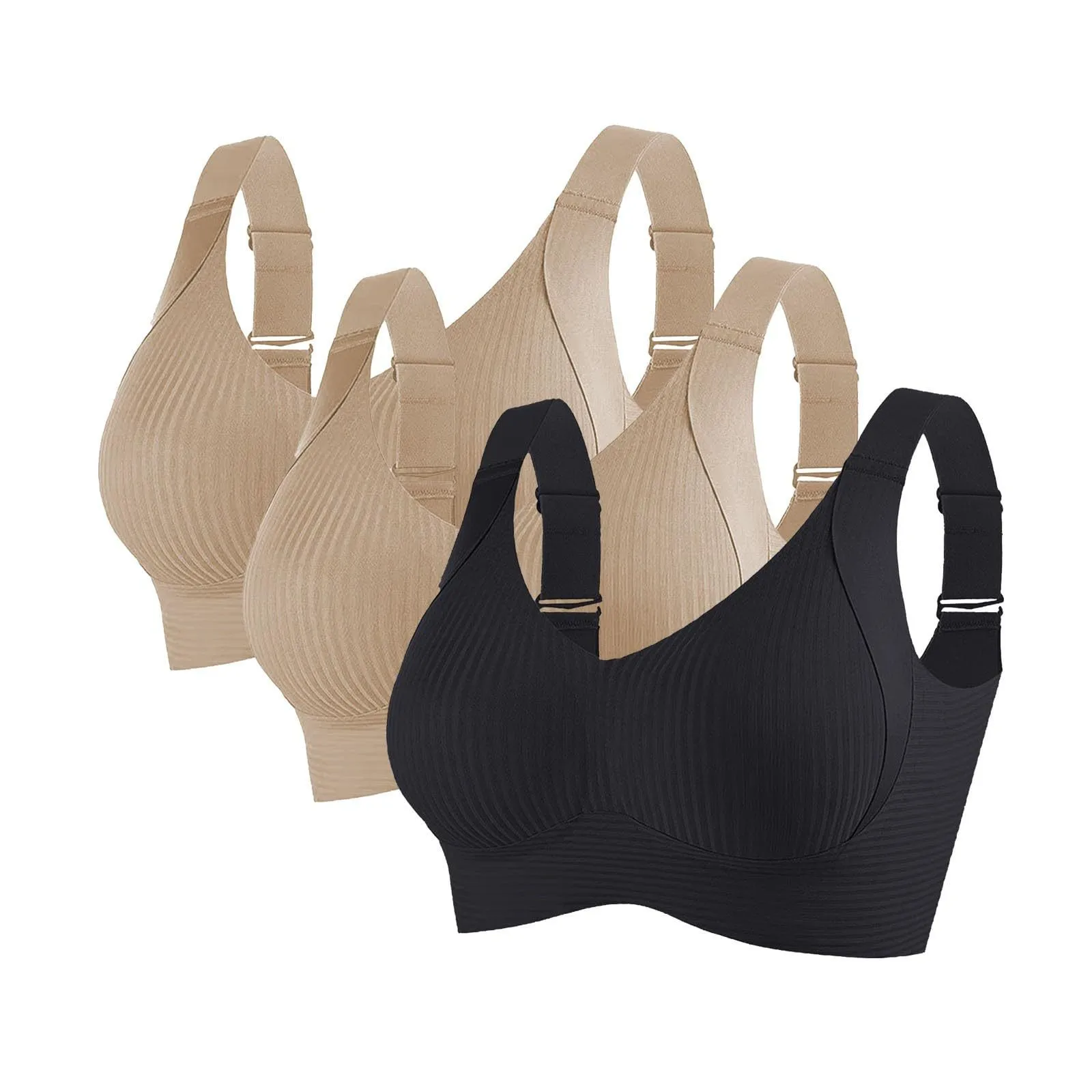 Foreign Trade Combination  4PC Hitch  Plus Size Seamless Underwear Women's Big Chest Small Gather Bra Women display picture 1