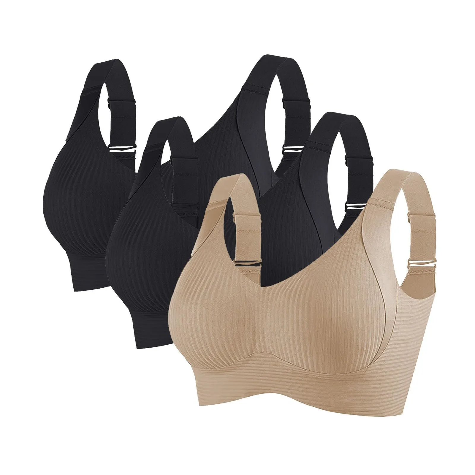 Foreign Trade Combination  4PC Hitch  Plus Size Seamless Underwear Women's Big Chest Small Gather Bra Women display picture 2