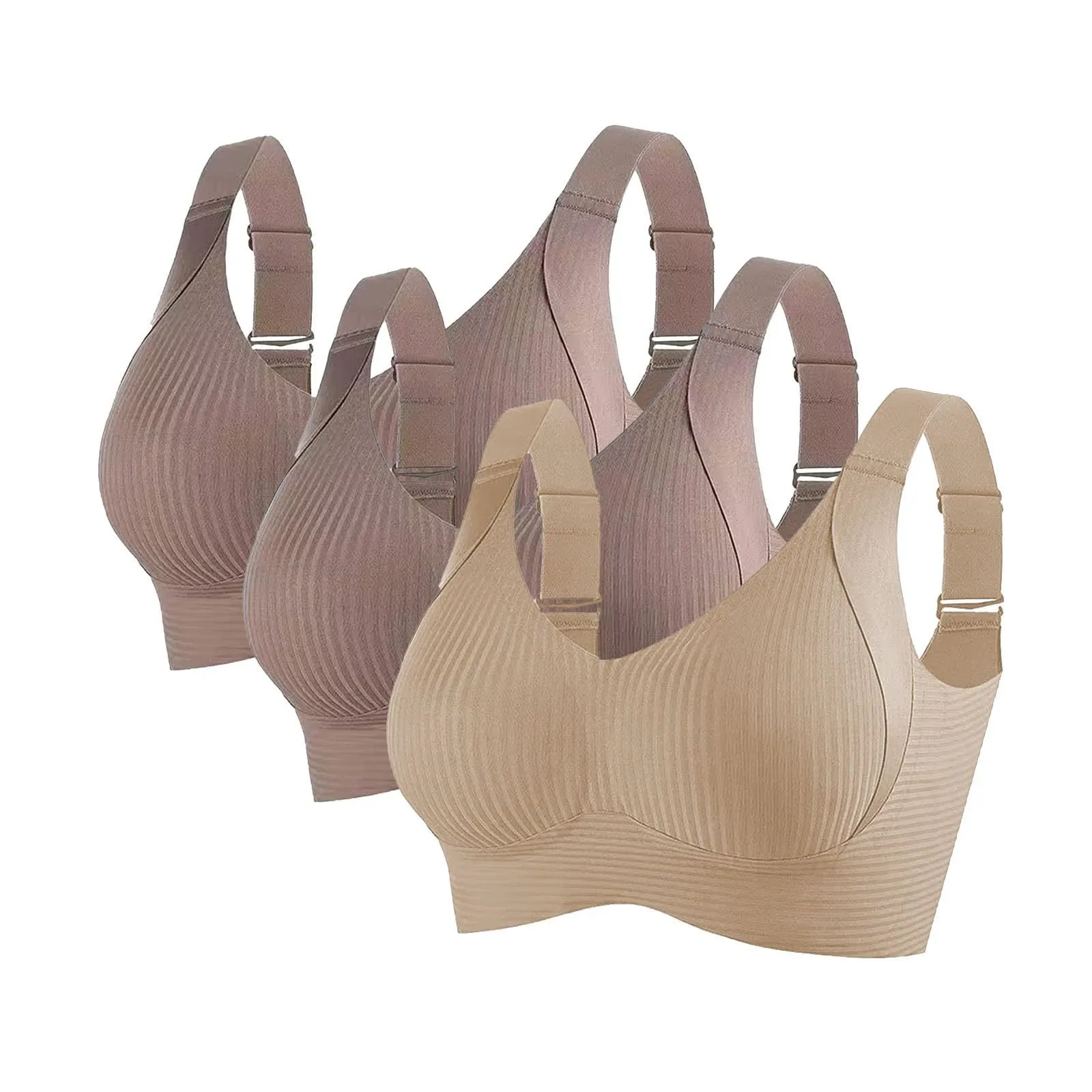 Foreign Trade Combination  4PC Hitch  Plus Size Seamless Underwear Women's Big Chest Small Gather Bra Women display picture 3