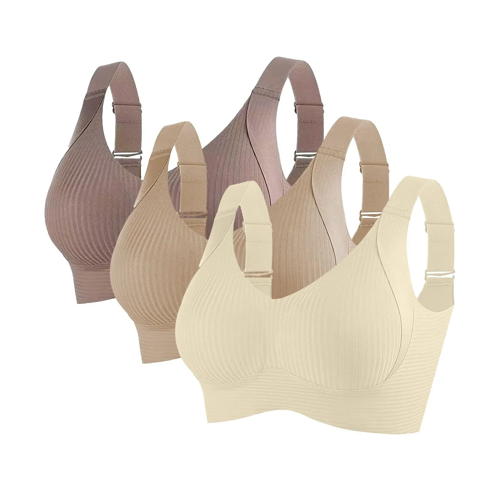 Foreign Trade Combination  4PC Hitch  Plus Size Seamless Underwear Women's Big Chest Small Gather Bra Women display picture 4