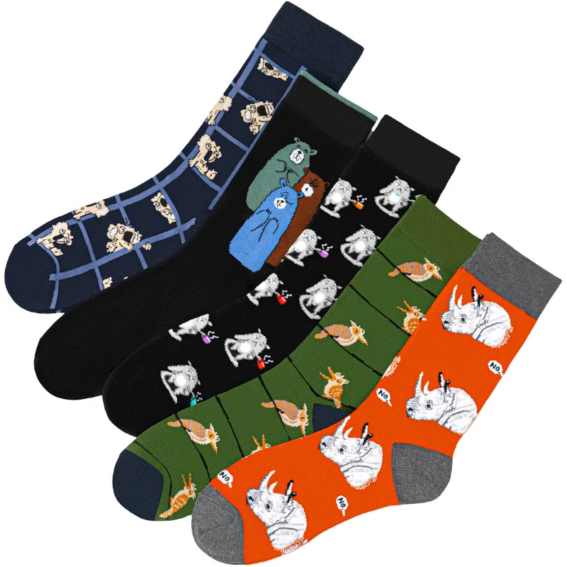 Men's Cotton Woodpecker Four Seasons Popular Rhinoceros Koala Female  Medium Tube Manufacturers Wholesale Tide Socks Men's Socks display picture 2