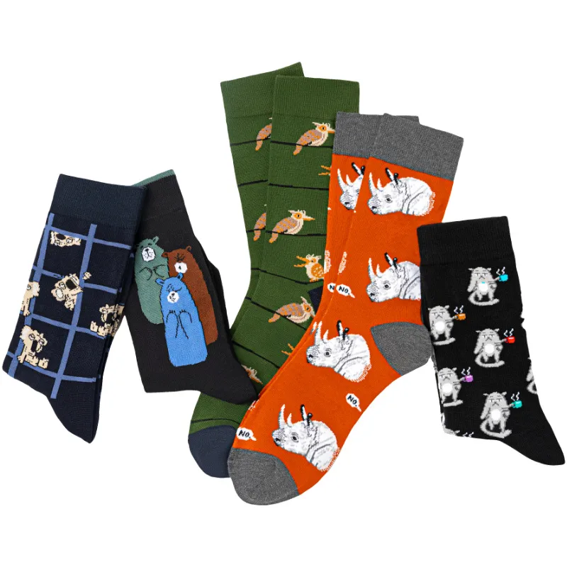 Men's Cotton Woodpecker Four Seasons Popular Rhinoceros Koala Female  Medium Tube Manufacturers Wholesale Tide Socks Men's Socks display picture 4