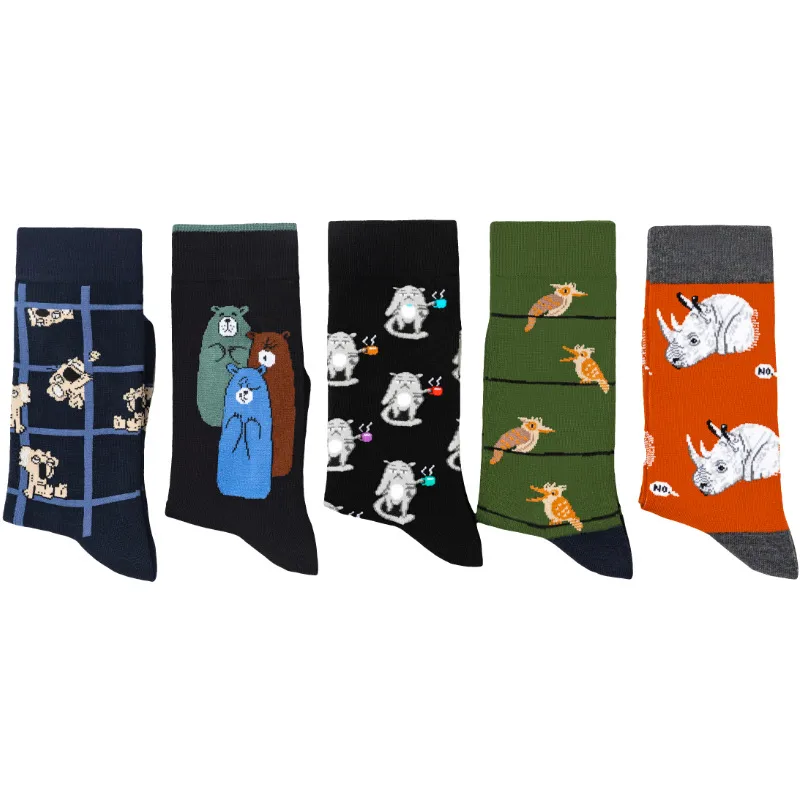 Men's Cotton Woodpecker Four Seasons Popular Rhinoceros Koala Female  Medium Tube Manufacturers Wholesale Tide Socks Men's Socks display picture 5