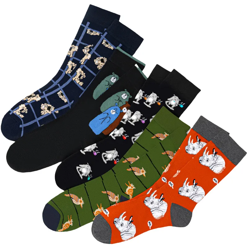 Men's Cotton Woodpecker Four Seasons Popular Rhinoceros Koala Female  Medium Tube Manufacturers Wholesale Tide Socks Men's Socks display picture 12