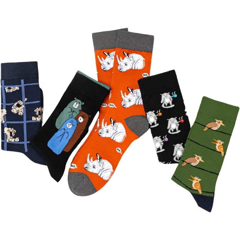 Men's Cotton Woodpecker Four Seasons Popular Rhinoceros Koala Female  Medium Tube Manufacturers Wholesale Tide Socks Men's Socks display picture 13