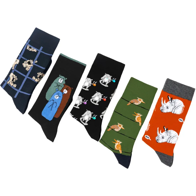 Men's Cotton Woodpecker Four Seasons Popular Rhinoceros Koala Female  Medium Tube Manufacturers Wholesale Tide Socks Men's Socks display picture 14