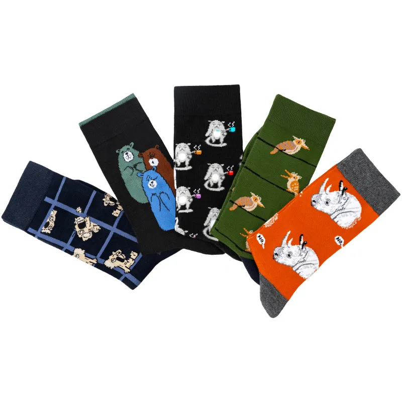 Men's Cotton Woodpecker Four Seasons Popular Rhinoceros Koala Female  Medium Tube Manufacturers Wholesale Tide Socks Men's Socks display picture 15