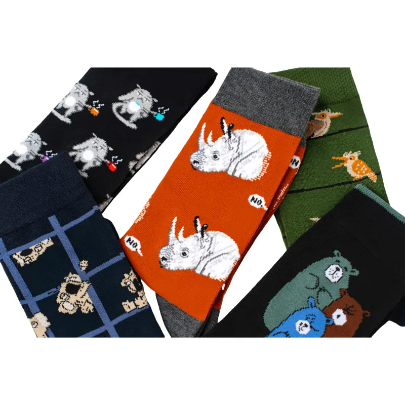 Men's Cotton Woodpecker Four Seasons Popular Rhinoceros Koala Female  Medium Tube Manufacturers Wholesale Tide Socks Men's Socks display picture 16